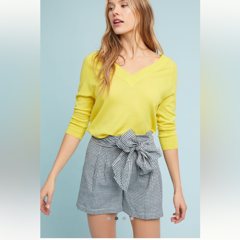Anthropologie Cartonnier Gingham Tie Waist Shorts